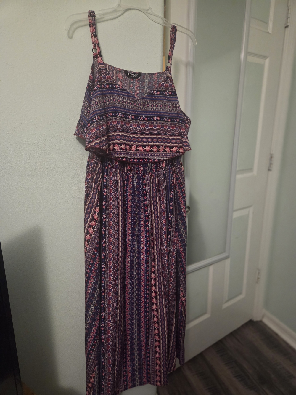 BloomChic Navy and Pink Patterned Maxi Dress